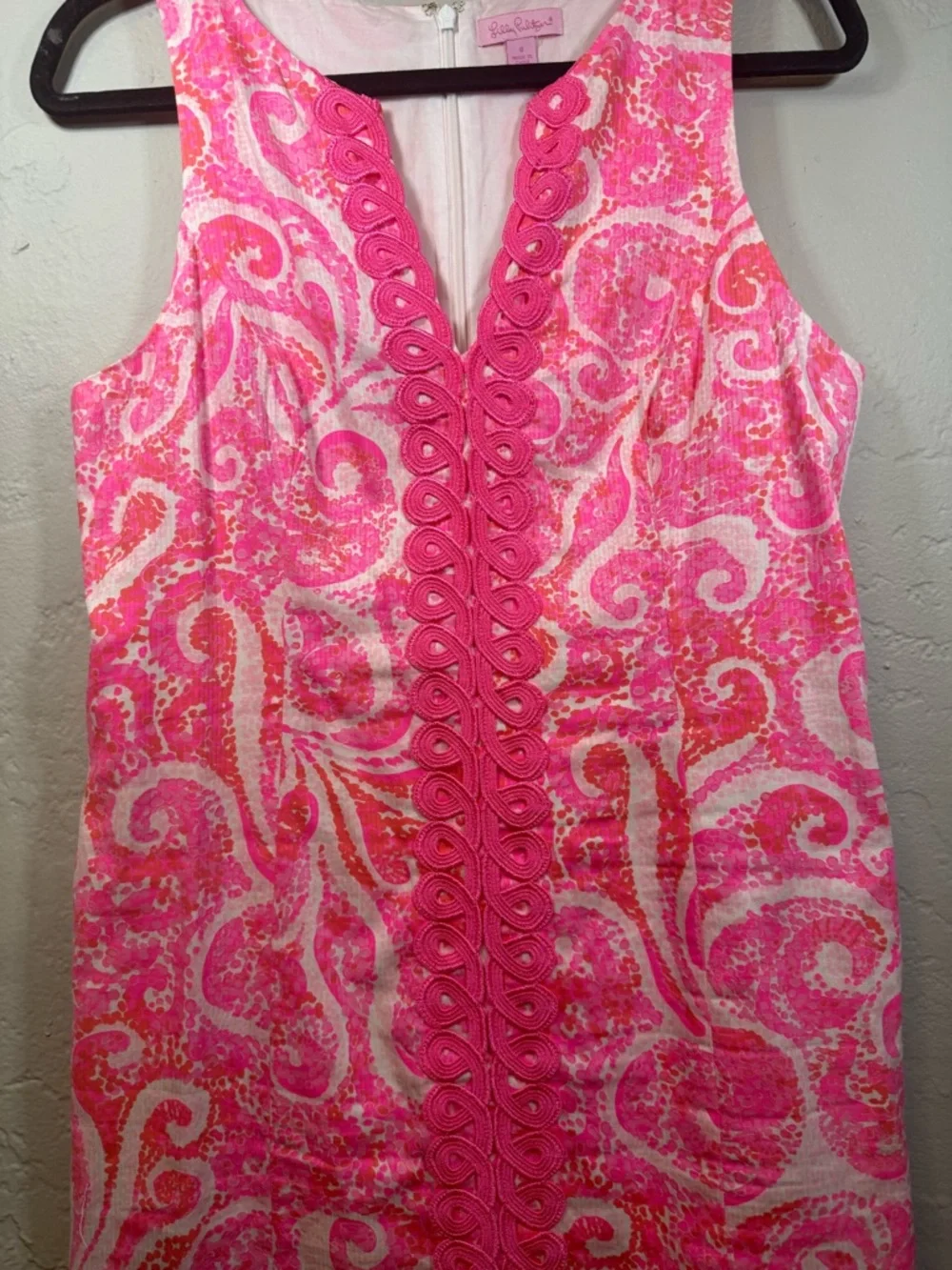 Lilly Pulitzer Ryder Pink Pout PBJ Print Lace Front Shift Dress - Picture 9 of 9